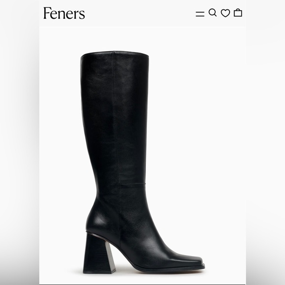 Feners Shoes Feners Le Midnight Noir Square Toe Heeled Boots Size